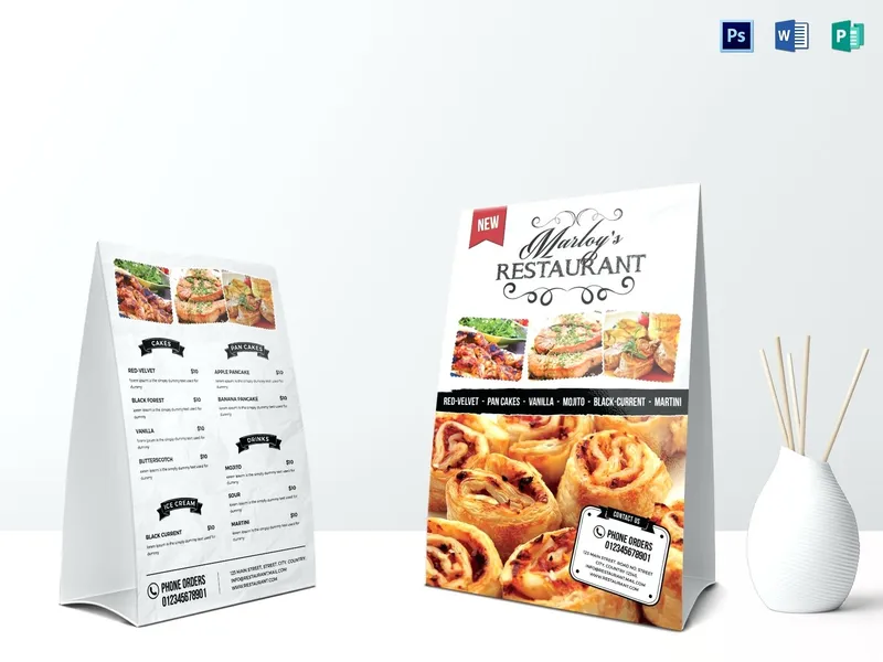 Tent card on table